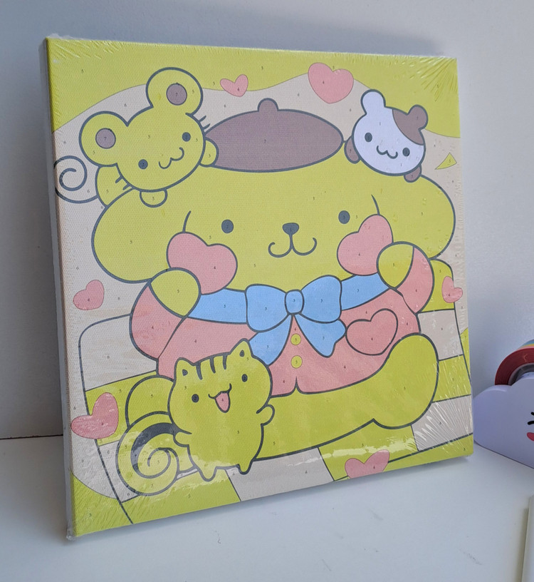 بوم نقاشی نیمه آماده با تمام لوازم طرحpompompurin